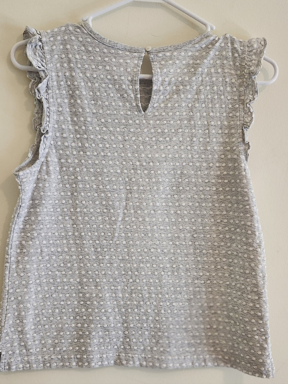 LOFT Light Gray Dot-Textured Ruffle Tank - Picture 4 of 6